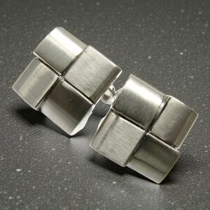 Kenneth Cole New York Cufflinks Silver Tone Multi Square Brushed Finish In Box
